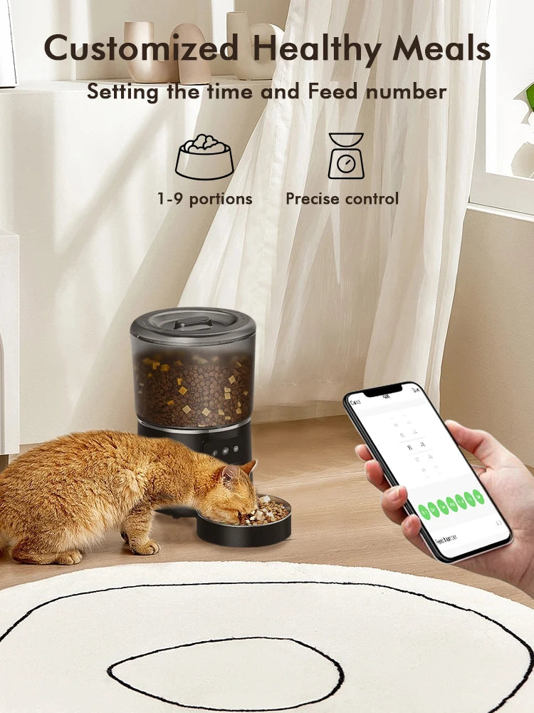 4L Automatic smart pet feeder for cats & dogs. 1-9 portions