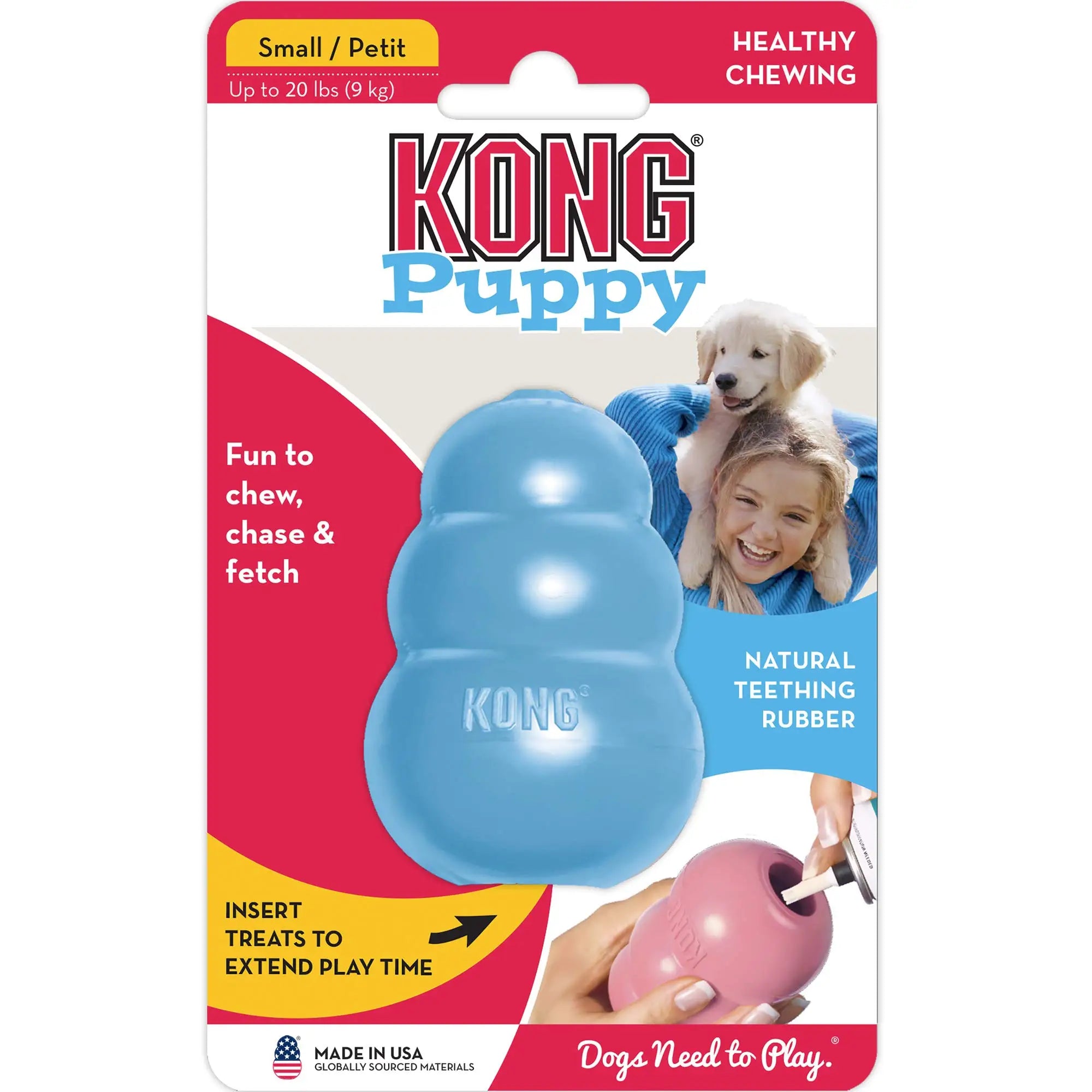 KONG - Puppy Toy Natural Teething Rubber - Fun to Chew, Chase and Fetch (Color May Vary)