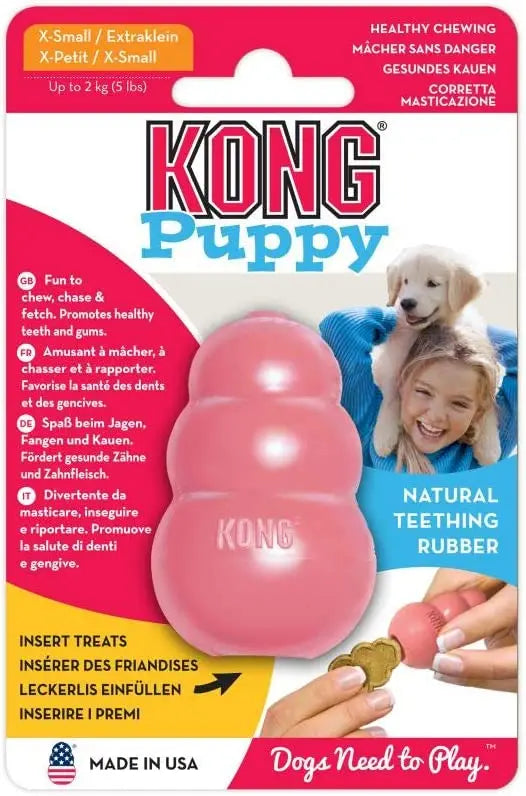 KONG - Puppy Toy Natural Teething Rubber - Fun to Chew, Chase and Fetch (Color May Vary)