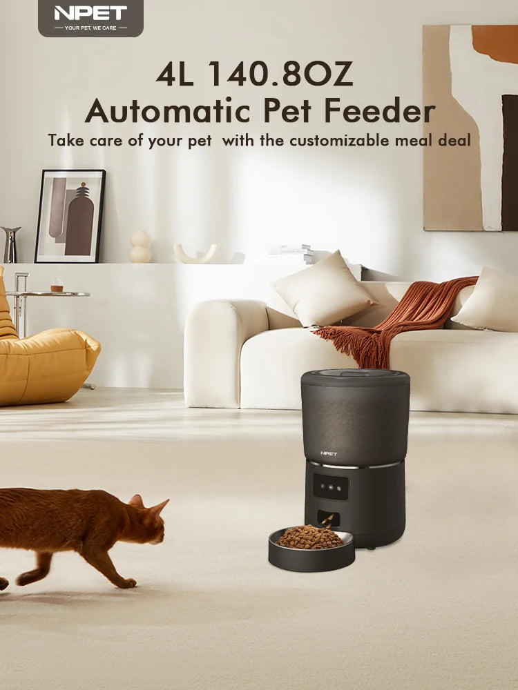 4L Automatic smart pet feeder for cats & dogs. 1-9 portions