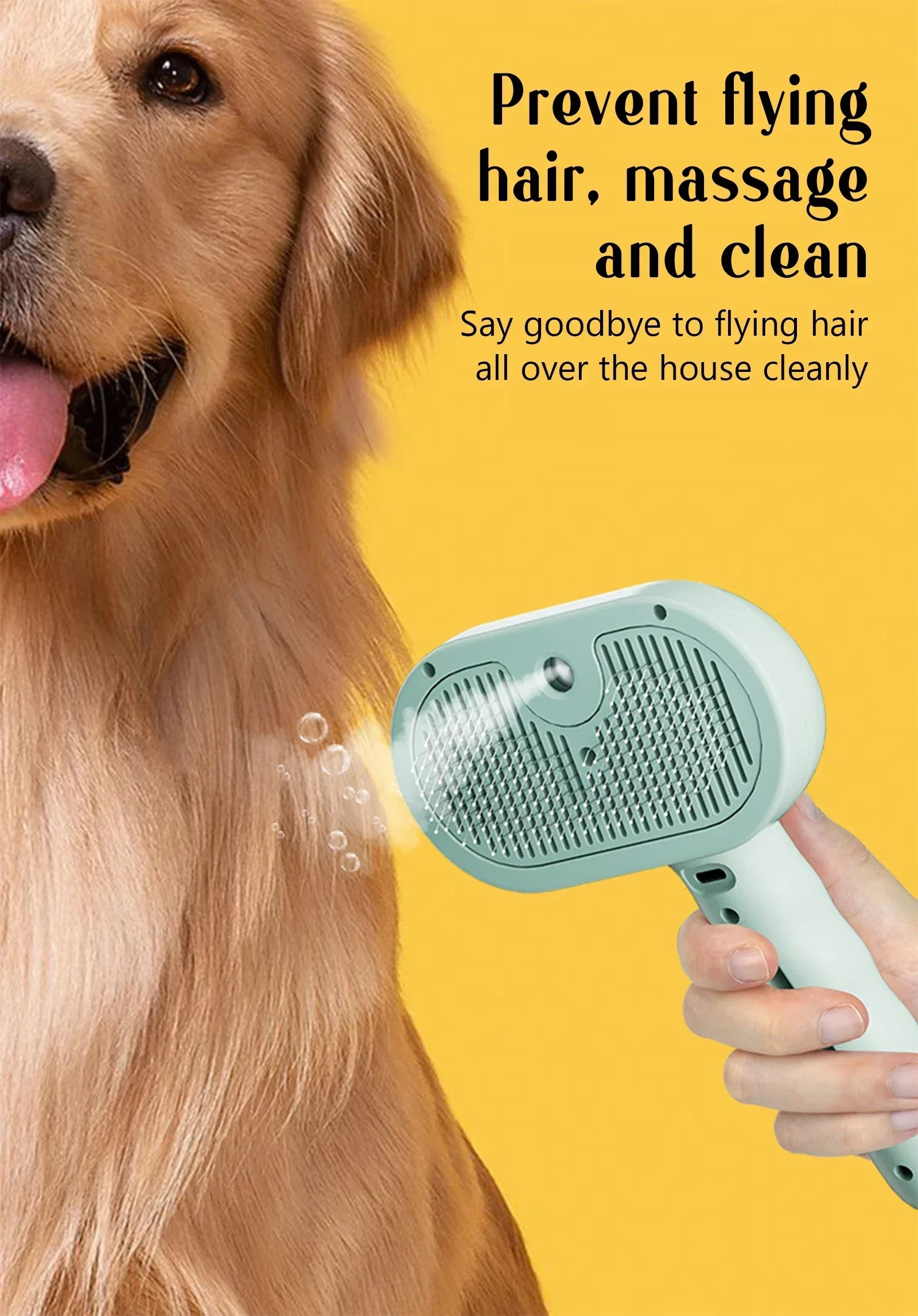 Pet hair removal Cleaning set, steamy massaging hair removal/cleaning brush