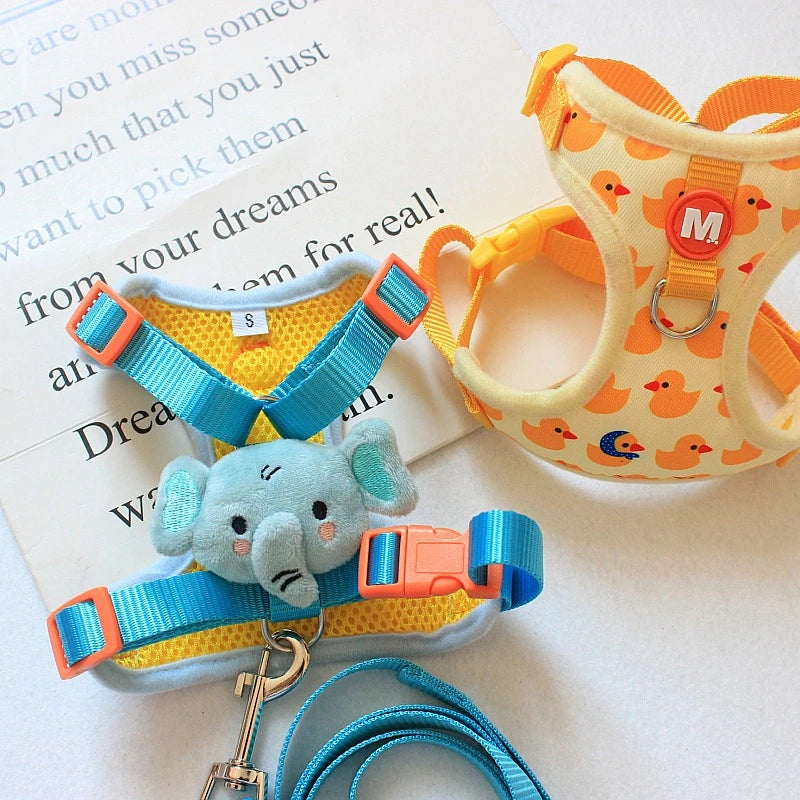 Adjustable French Bulldog Pet Neck Collar for Dogs Animal Print Puppy Harness Vest Polyester Small Medium Dog Leash Accessories