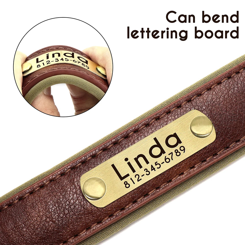 Customized Leather Dog Collar. Free Engraving.