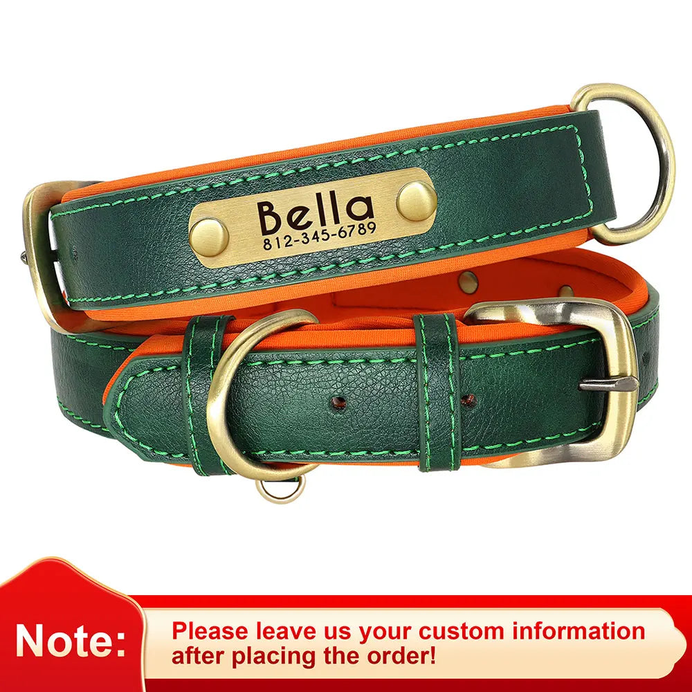 Customized Leather Dog Collar. Free Engraving.
