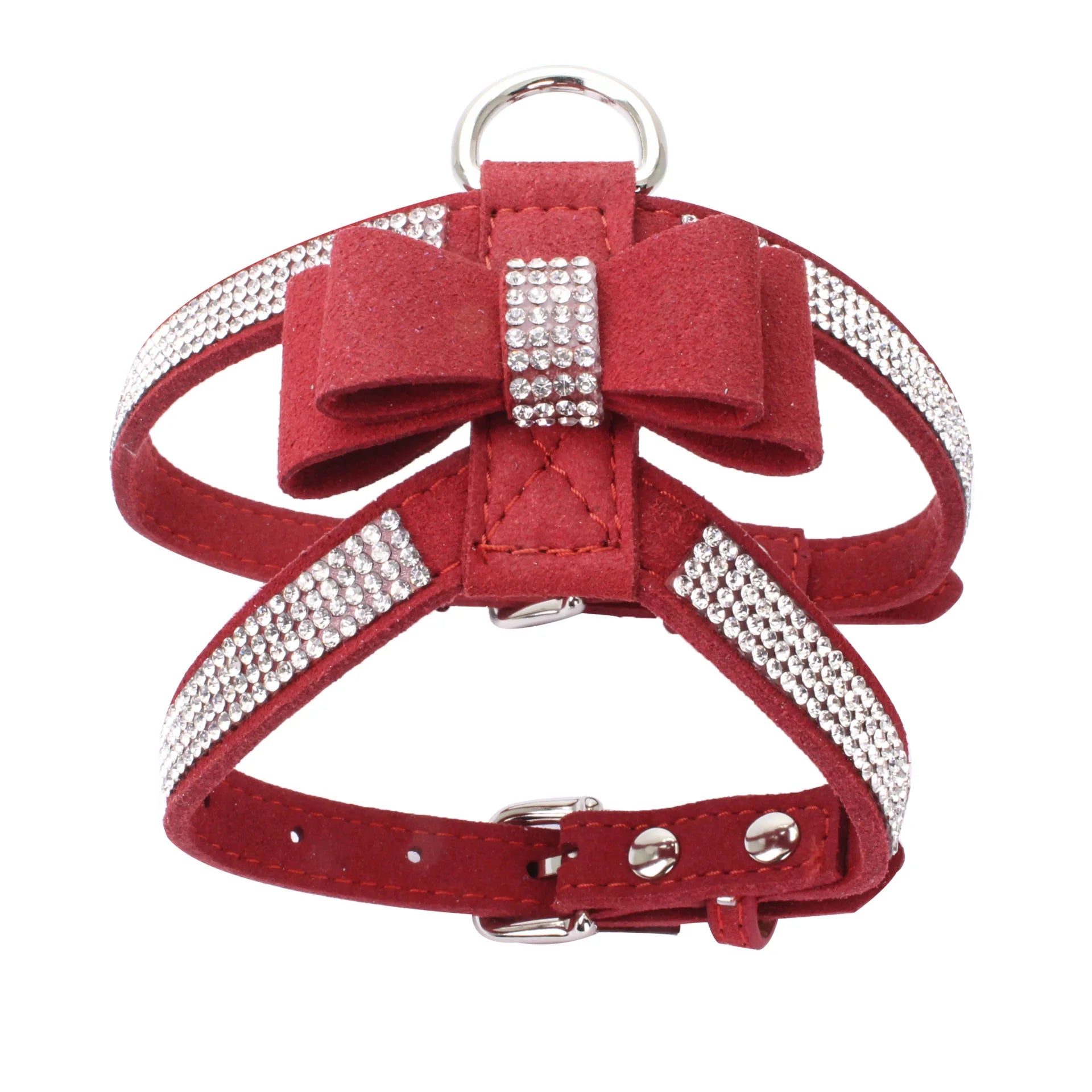 Dog Harness Bow-Knot Bling Glitter Rhinestone Adjustable Collar Puppy Cat Chest Strap Lead Necklace
