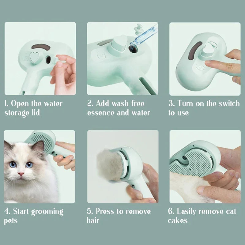 Pet hair removal Cleaning set, steamy massaging hair removal/cleaning brush