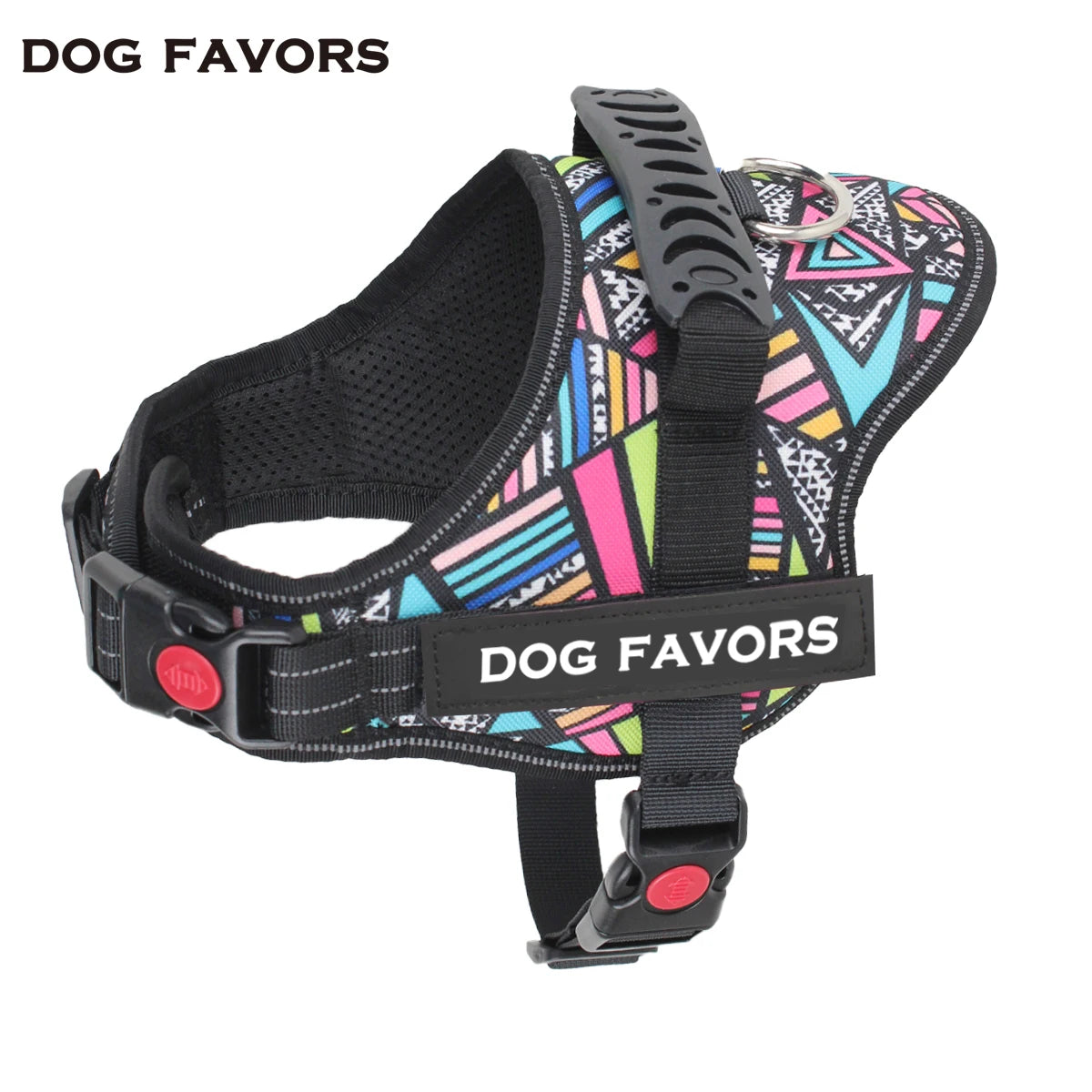 DOG FAVORS Colorful Dog Harness Vest Customizable Tags Reflective Dog Collar No Pull Safe Training Walking Dog Climbing