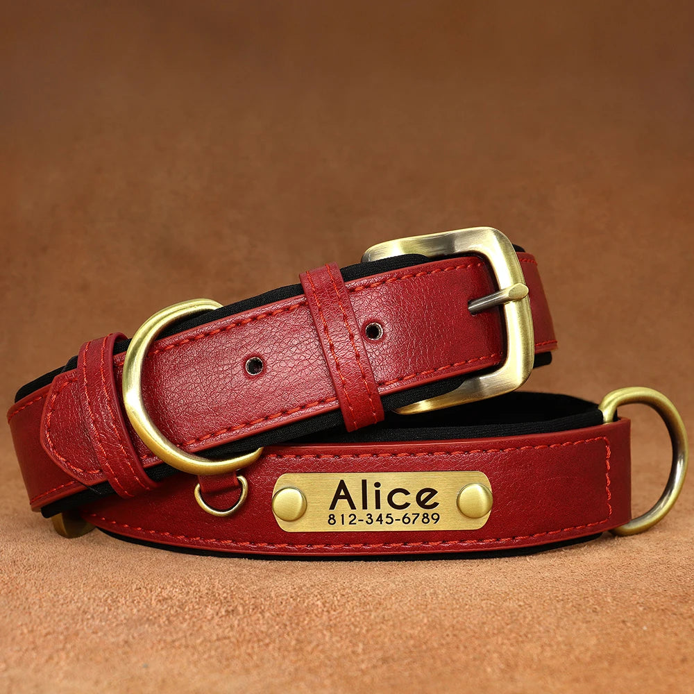 Customized Leather Dog Collar. Free Engraving.