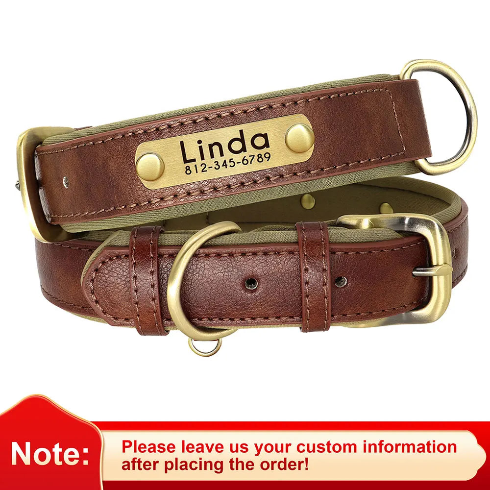 Customized Leather Dog Collar. Free Engraving.