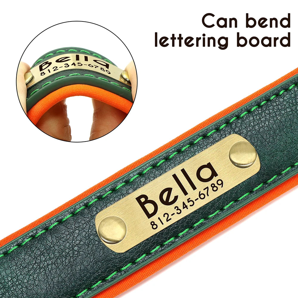 Customized Leather Dog Collar. Free Engraving.