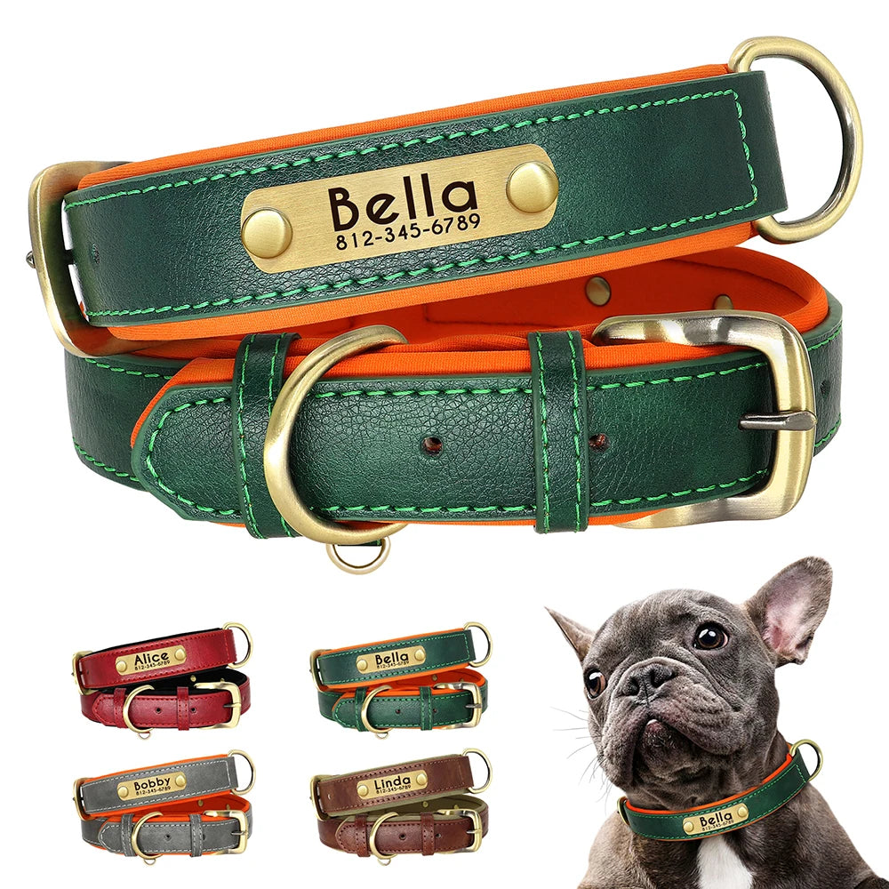 Customized Leather Dog Collar. Free Engraving.
