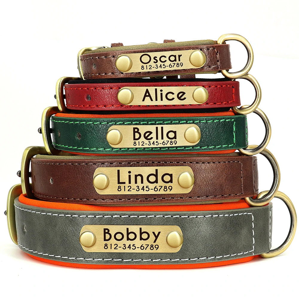 Customized Leather Dog Collar. Free Engraving.