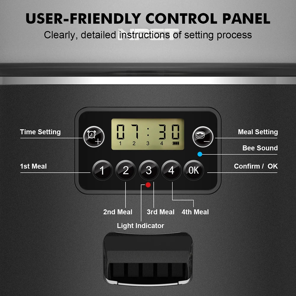 4L Automatic smart pet feeder for cats & dogs. 1-9 portions