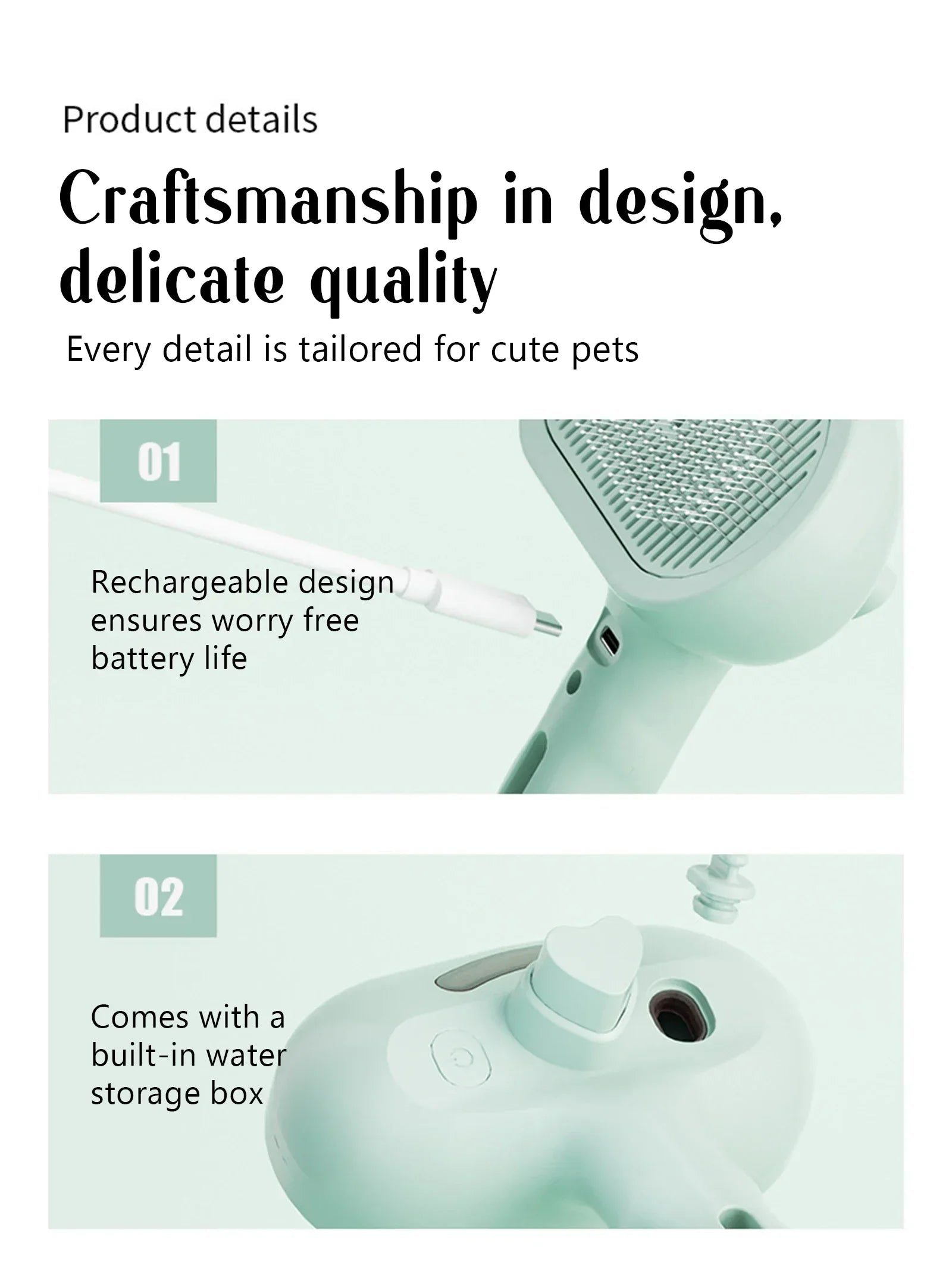 Pet hair removal Cleaning set, steamy massaging hair removal/cleaning brush