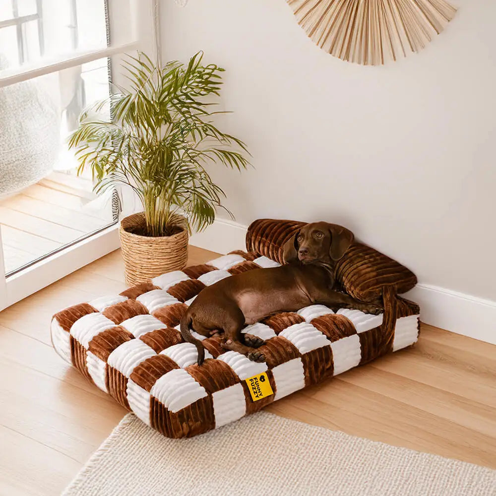 Handmade Plush Square Orthopedic Support with Pillow Large and Small Dog Beds Warm and Soft Dog Comfort Pads Pet Mattresses