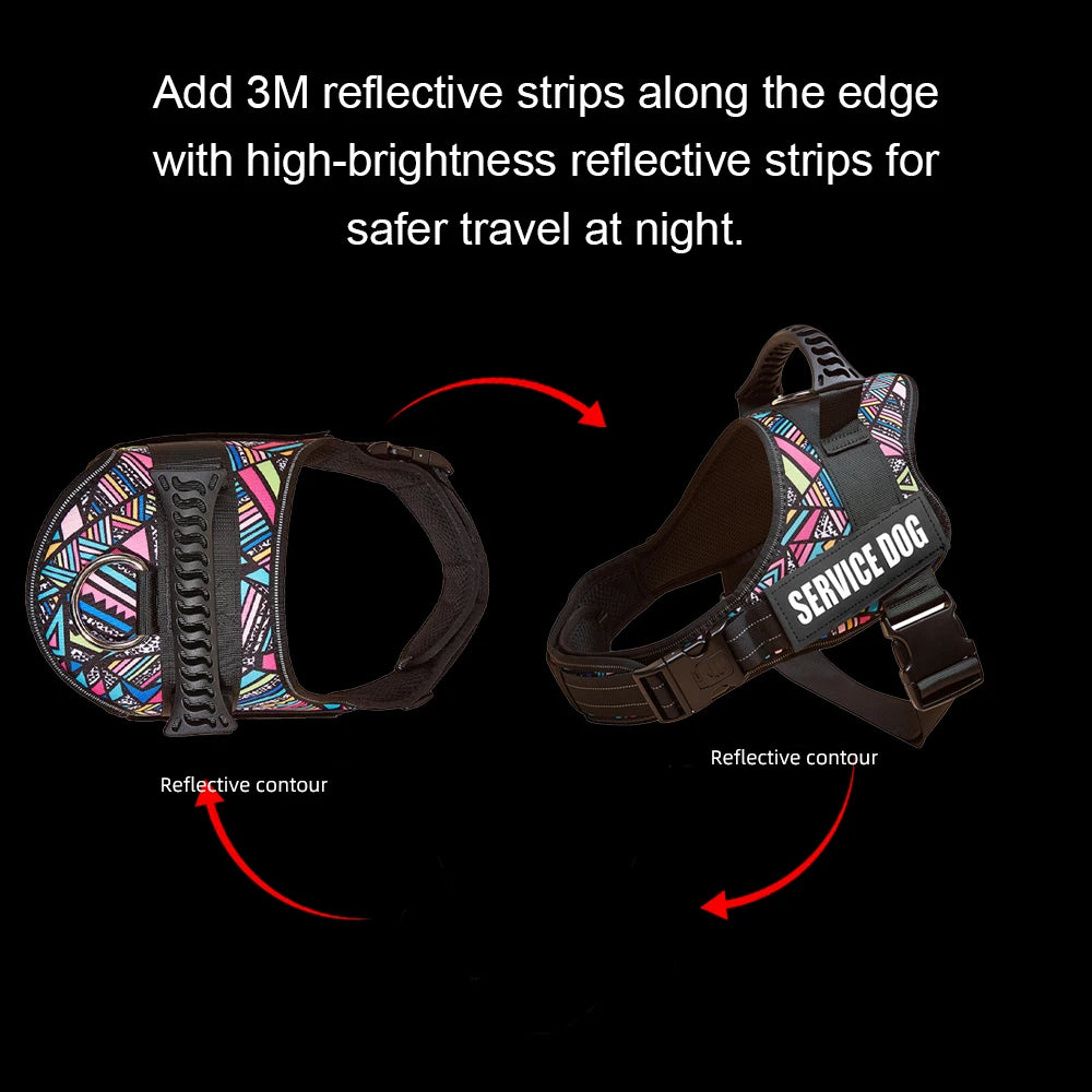 DOG FAVORS Colorful Dog Harness Vest Customizable Tags Reflective Dog Collar No Pull Safe Training Walking Dog Climbing