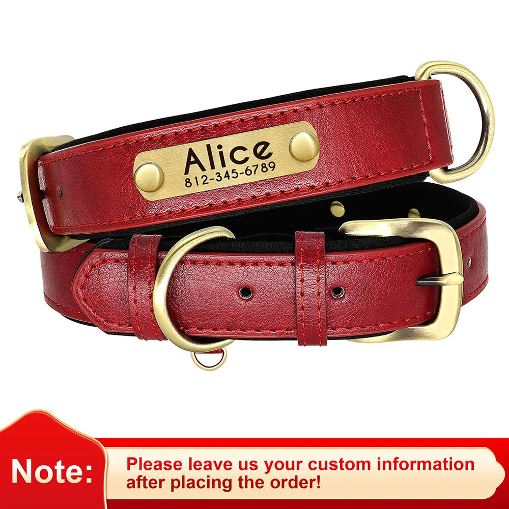 Customized Leather Dog Collar. Free Engraving.