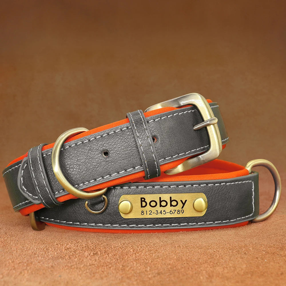 Customized Leather Dog Collar. Free Engraving.