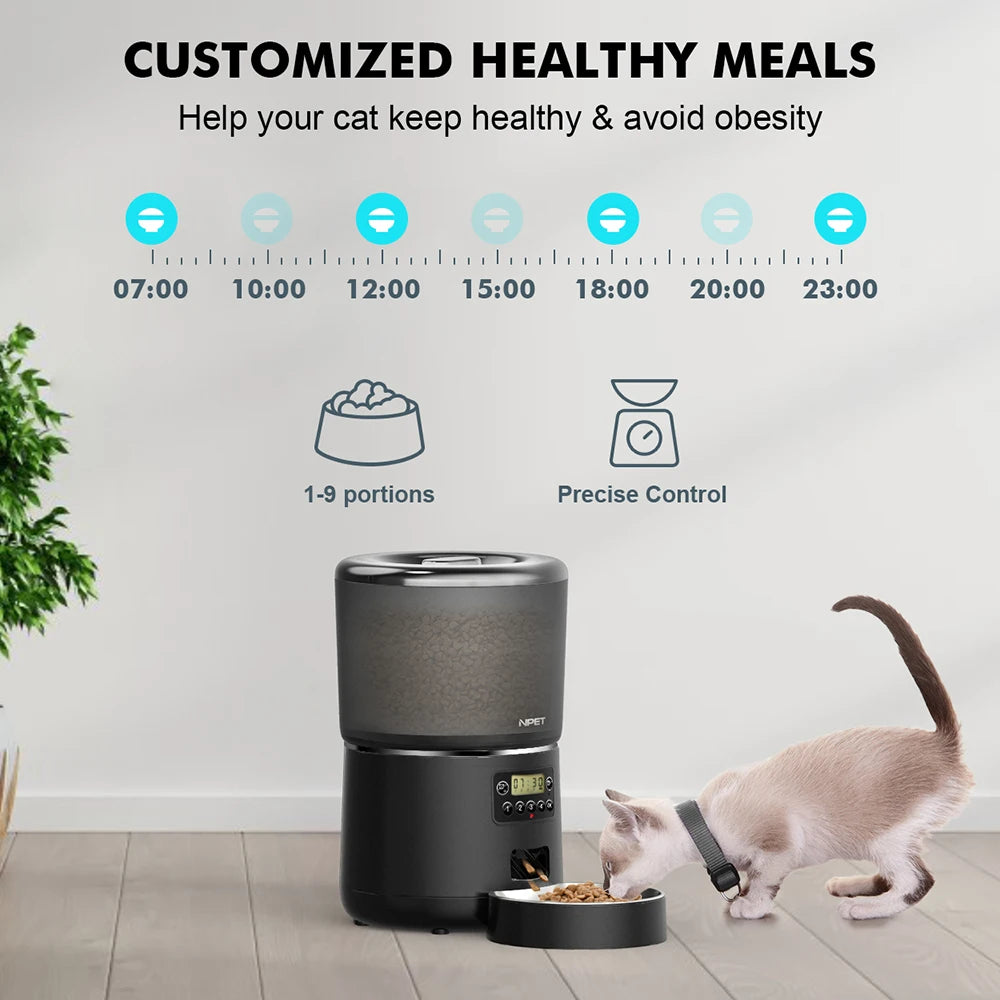 4L Automatic smart pet feeder for cats & dogs. 1-9 portions