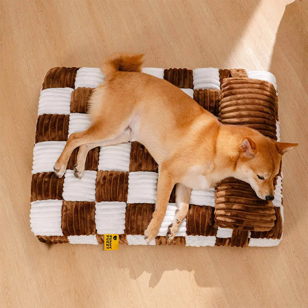 Handmade Plush Square Orthopedic Support with Pillow Large and Small Dog Beds Warm and Soft Dog Comfort Pads Pet Mattresses
