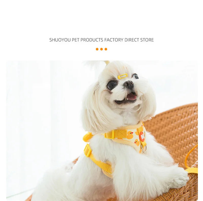 Adjustable French Bulldog Pet Neck Collar for Dogs Animal Print Puppy Harness Vest Polyester Small Medium Dog Leash Accessories