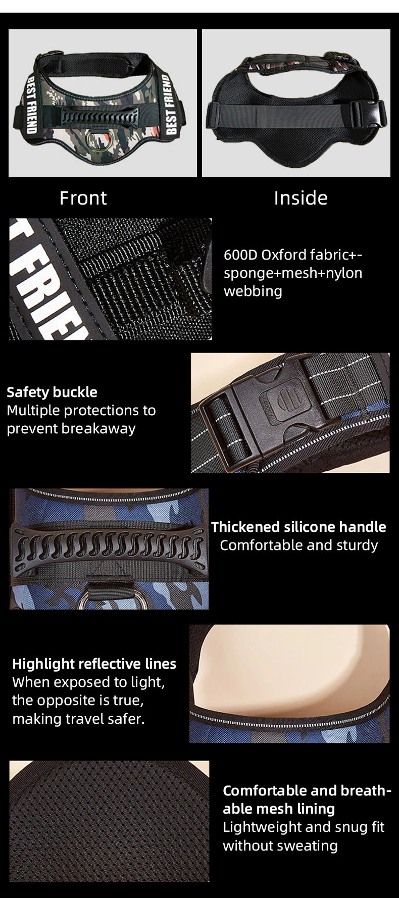 Pet Customizable Harness Vest For Small Medium Large Dog Classic Luxury Walking Dog Harness Adjustable No pull Safe Pet Supplies