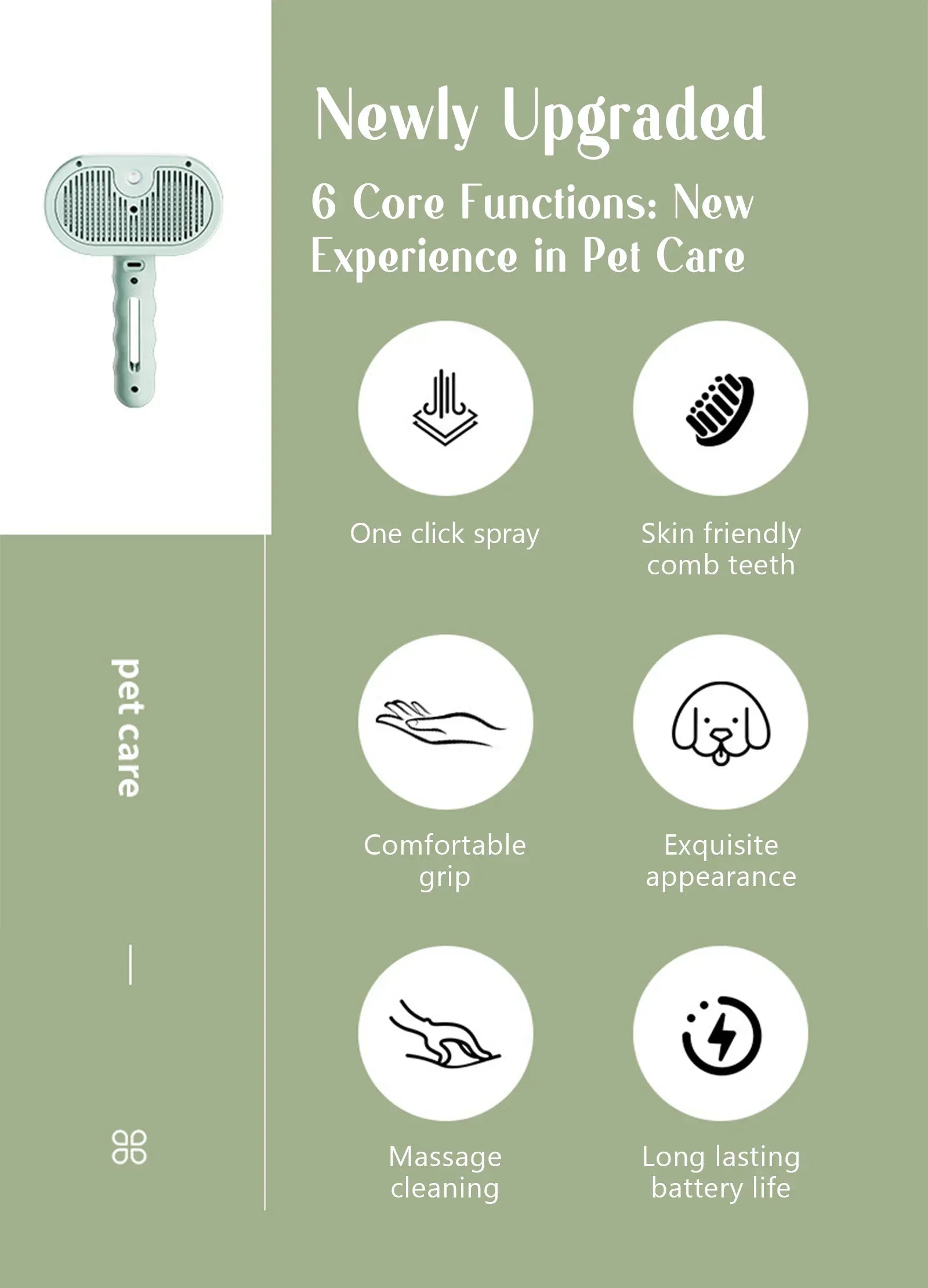 Pet hair removal Cleaning set, steamy massaging hair removal/cleaning brush