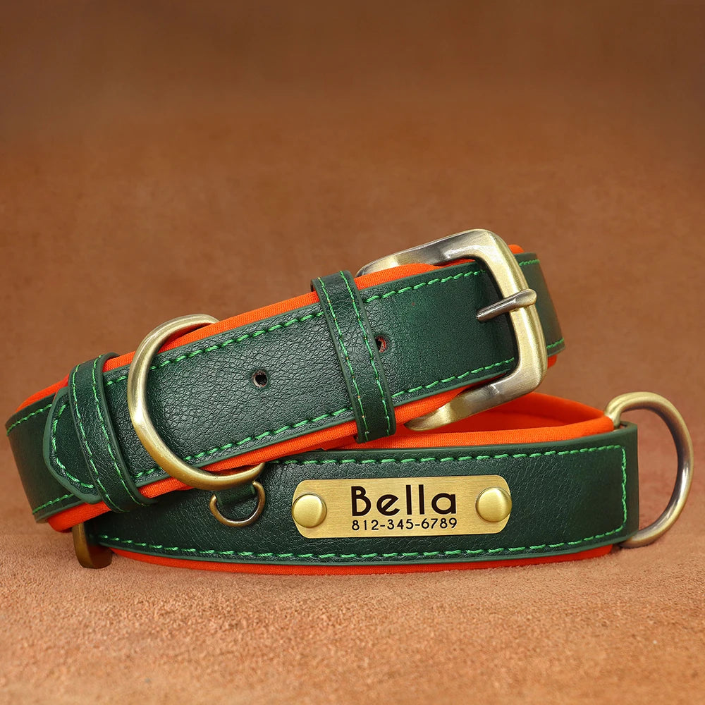 Customized Leather Dog Collar. Free Engraving.
