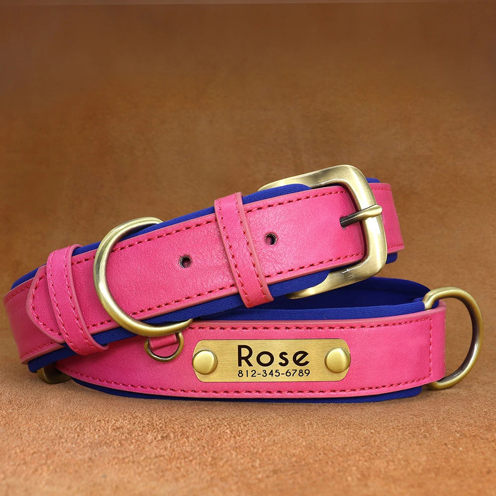 Customized Leather Dog Collar. Free Engraving.