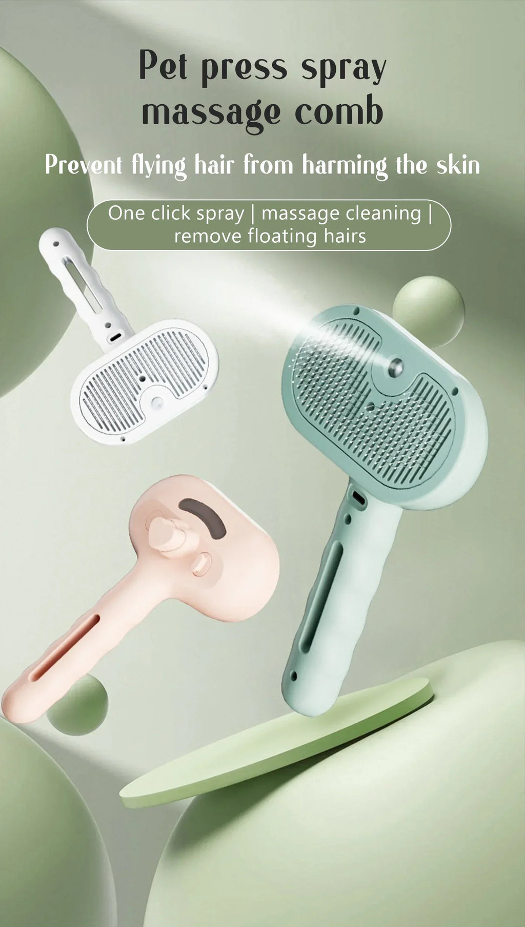Pet hair removal Cleaning set, steamy massaging hair removal/cleaning brush