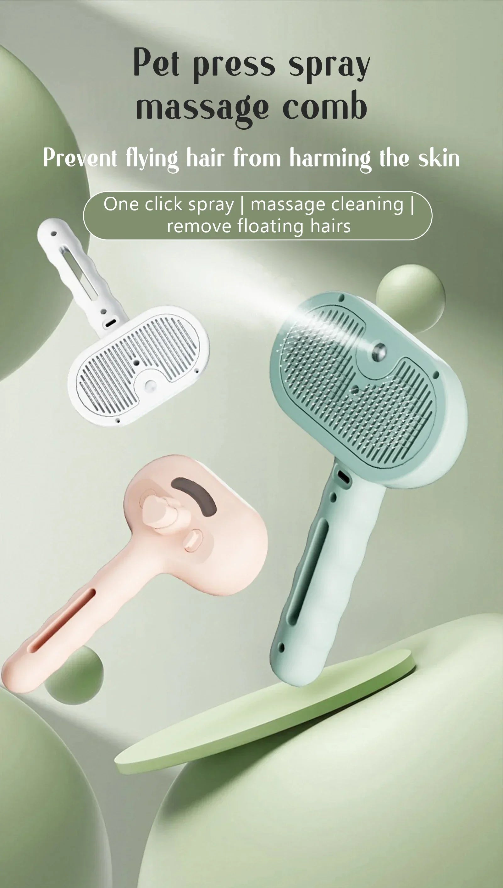 Pet hair removal Cleaning set, steamy massaging hair removal/cleaning brush
