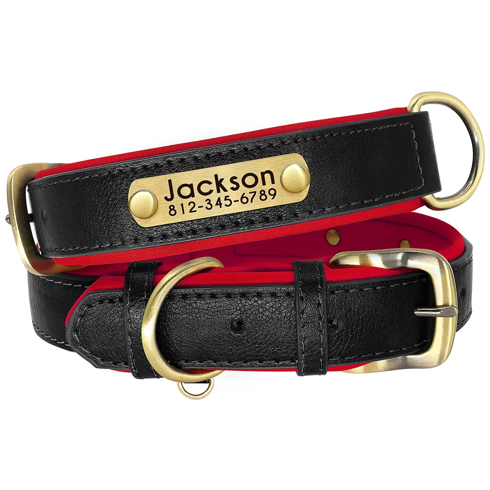 Customized Leather Dog Collar. Free Engraving.