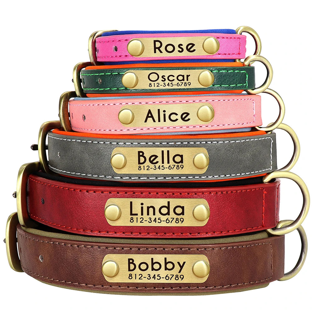 Customized Leather Dog Collar. Free Engraving.