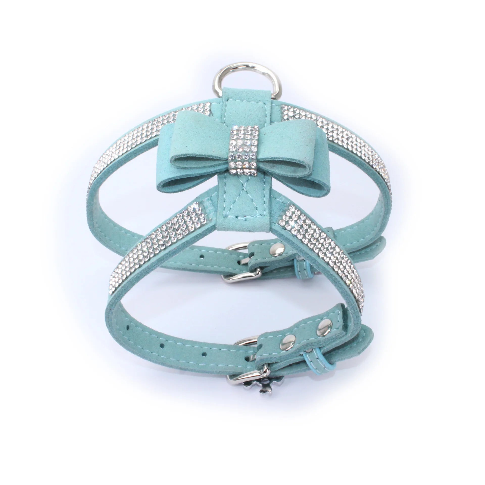 Dog Harness Bow-Knot Bling Glitter Rhinestone Adjustable Collar Puppy Cat Chest Strap Lead Necklace