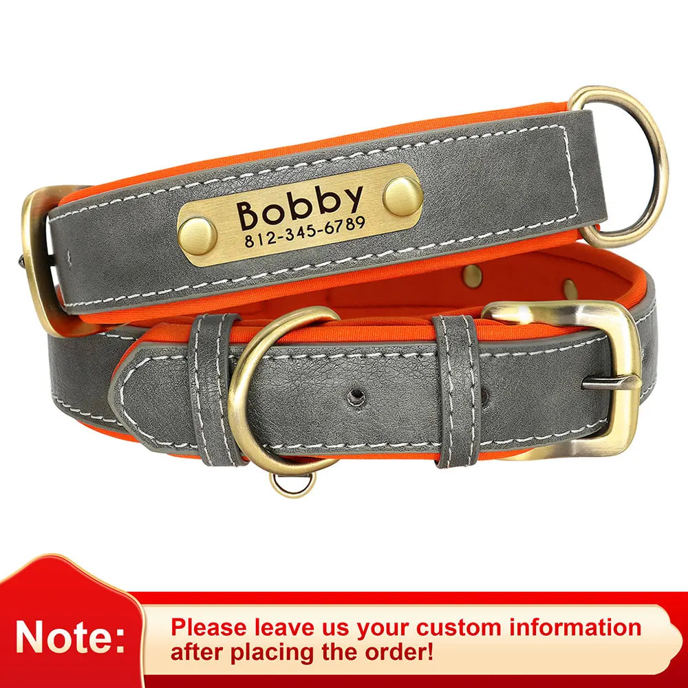 Customized Leather Dog Collar. Free Engraving.