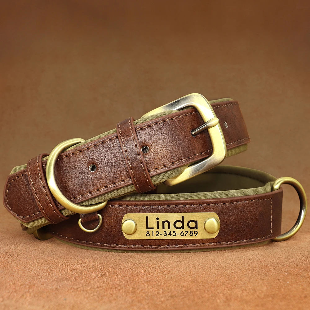Customized Leather Dog Collar. Free Engraving.